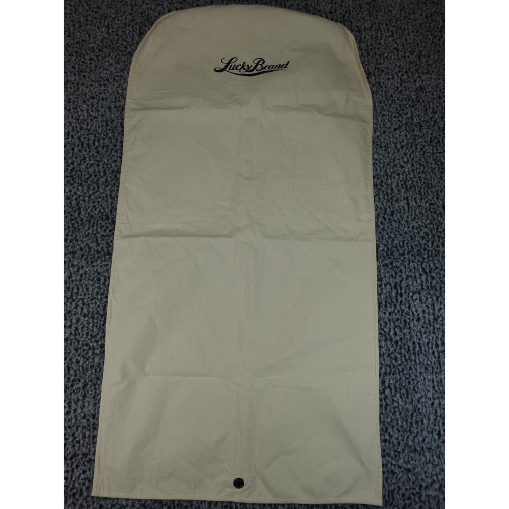 Lucky Brand Garment Bag Cream‎ Canvas Zippered Travel Suit Cover Large Logo